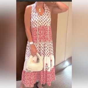 Chelsea & Theodore Red and White Patterned Maxi Dress